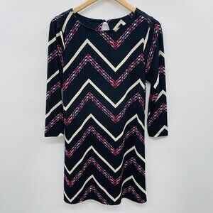 Trixxi Juniors Size Medium 3/4 Sleeve Chevron Printed Shirt Dress Stretch Jersey